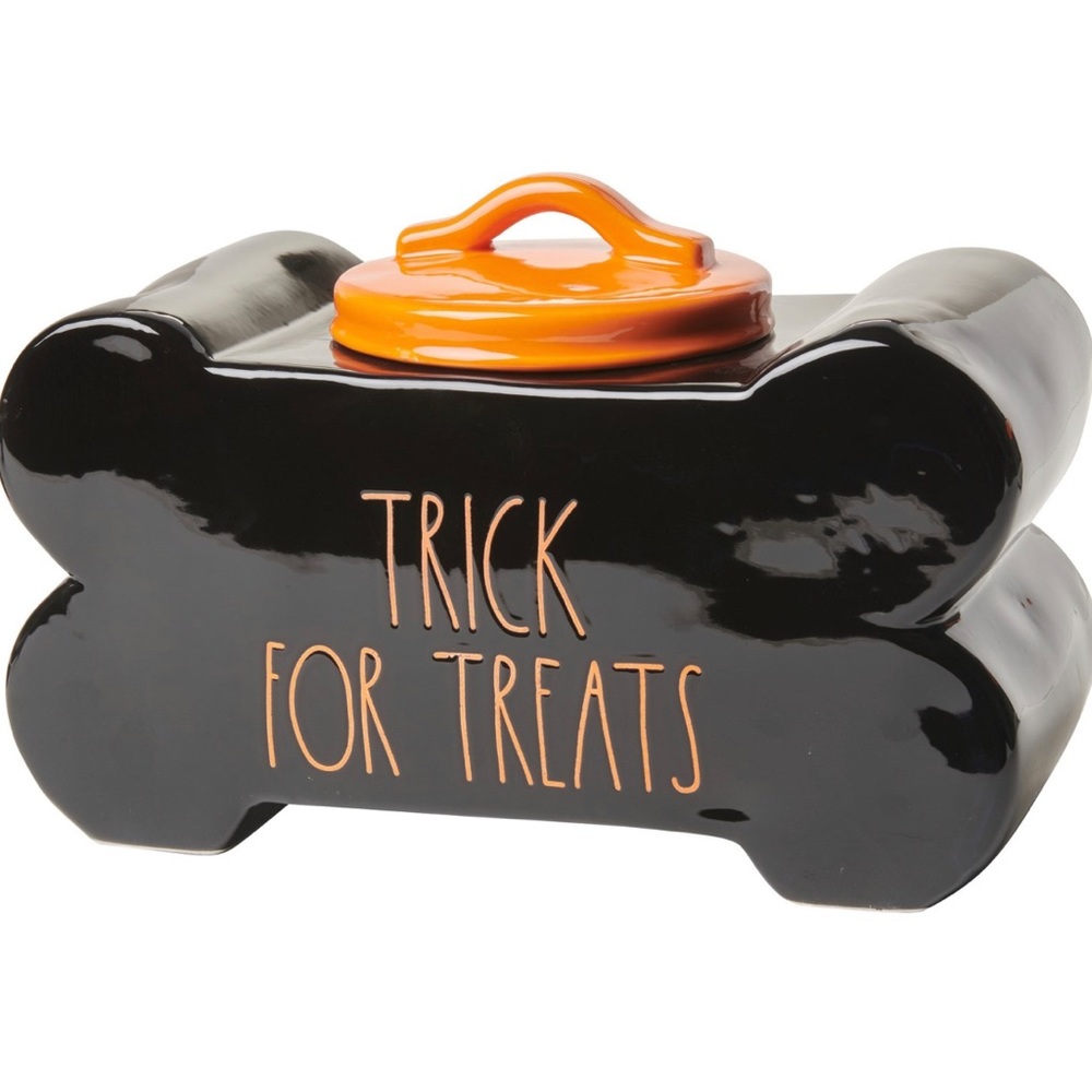 Rae Dunn TRICKS FOR TREATS Pet Treat Canister